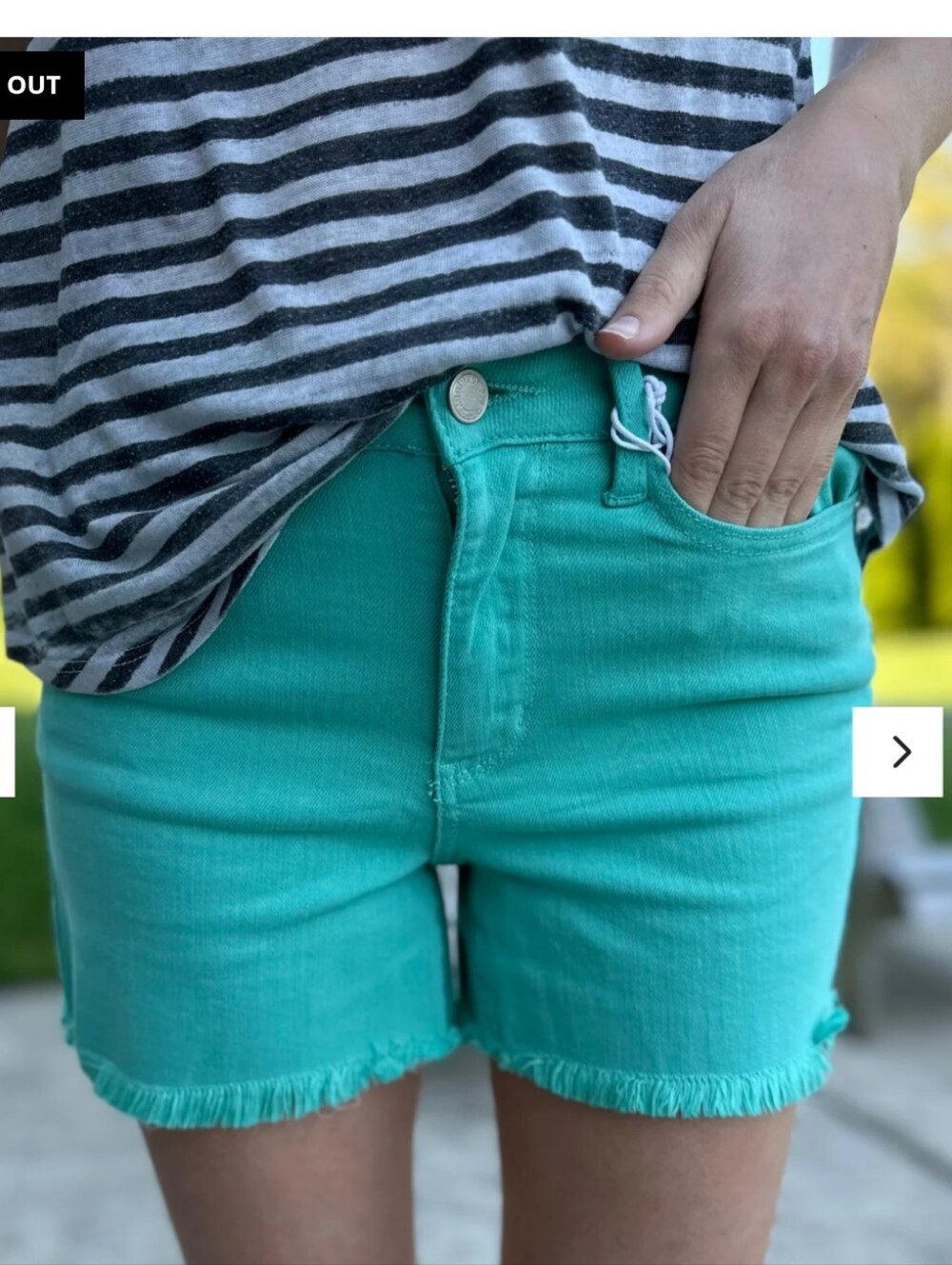 Judy Blue Teal Mid Rise Denim Shorts